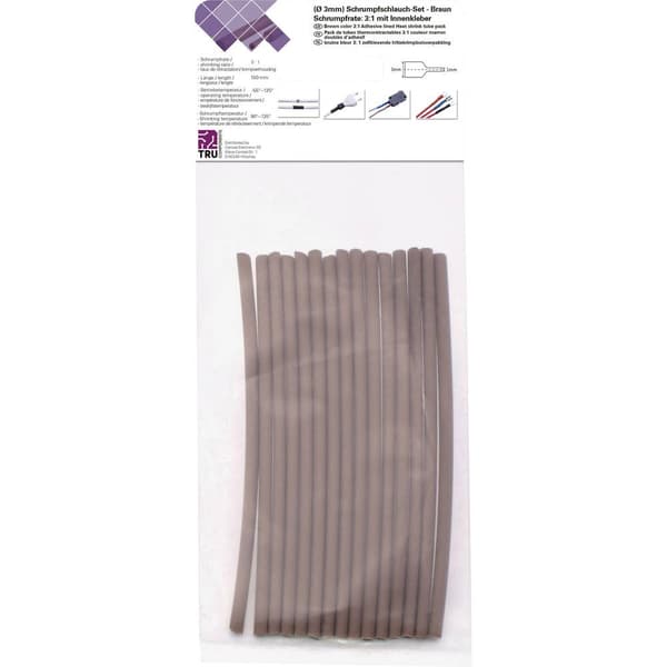 TRU COMPONENTS T1902CA027 Krympslang sortiment Brun 3 mm 1 mm Krympförhållande:3:1 15 st