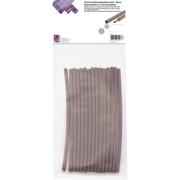 TRU COMPONENTS T1902CA027 Krympslang sortiment Brun 3 mm 1 mm Krympförhållande:3:1 15 st