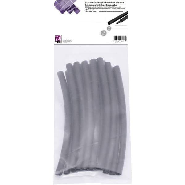 TRU COMPONENTS T1902CA032 Krympslang sortiment Svart 6 mm 2 mm Krympförhållande:3:1 15 st