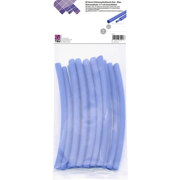 TRU COMPONENTS T1902CA033 Krympslang sortiment Blå 6 mm 2 mm Krympförhållande:3:1 15 st