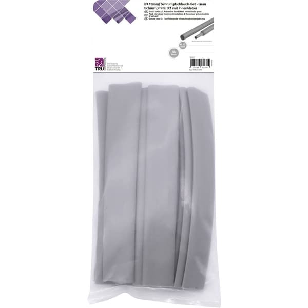 TRU COMPONENTS T1902CA040 Krympslang sortiment Grå 12 mm 4 mm Krympförhållande:3:1 15 st