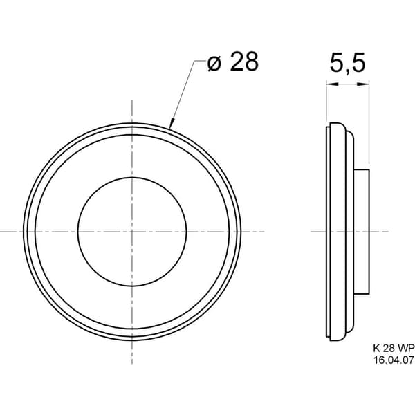 Visaton K 28 WP - 50 Ohm 1.1 tum 2.8 cm Mini-högtalarelement 1 W 50 Ω Svart Plastmembran