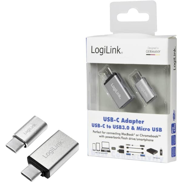LogiLink USB 3.0 Adapter [1x USB-C® hane - 1x USB 2.0 Micro-B hona, USB 3.2 Gen 1 A hona (USB 3.0)] AU0040
