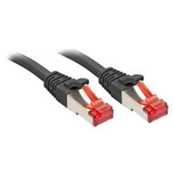 LINDY 47782 RJ45 Nätverkkabel, Patchkabel CAT 6 S/FTP 7.50 m Svart med låsskydd 1 st
