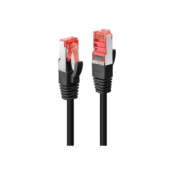 LINDY 47782 RJ45 Nätverkkabel, Patchkabel CAT 6 S/FTP 7.50 m Svart med låsskydd 1 st
