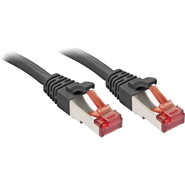 LINDY 47782 RJ45 Nätverkkabel, Patchkabel CAT 6 S/FTP 7.50 m Svart med låsskydd 1 st