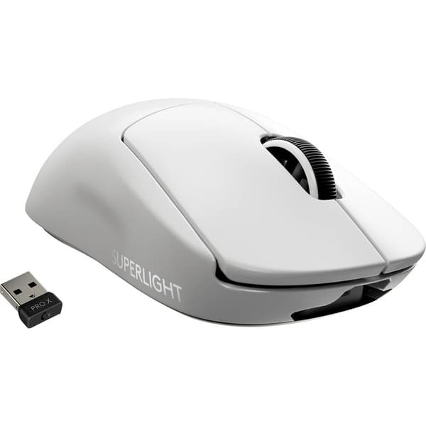Logitech PRO X SUPERLIGHT Gaming-mus Trådlös Optisk Vit 5 Knappar 16000 dpi Laddningsbara