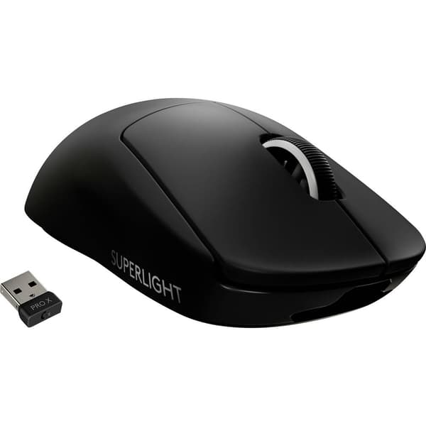 Logitech PRO X SUPERLIGHT Gaming-mus Trådlös Optisk Svart 5 Knappar 16000 dpi Laddningsbara Svart