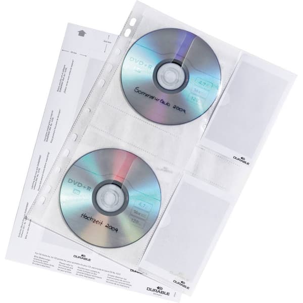 Durable CD/DVD-mapphölje 522219 4 CD/DVD/Blu-ray-skivor Transparent Polypropylen 5 st