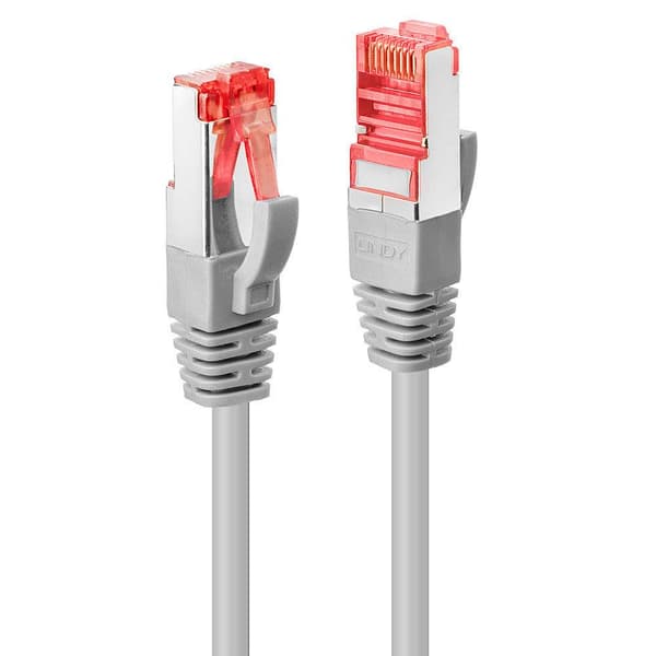 LINDY 47704 RJ45 Nätverkkabel, Patchkabel CAT 6 S/FTP 2.00 m Grå med låsskydd 1 st