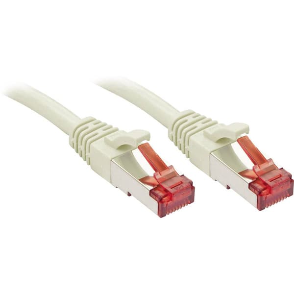 LINDY 47704 RJ45 Nätverkkabel, Patchkabel CAT 6 S/FTP 2.00 m Grå med låsskydd 1 st