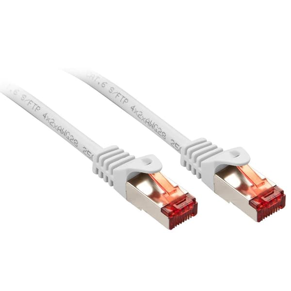 LINDY 47384 RJ45 Nätverkkabel, Patchkabel CAT 6 S/FTP 2.00 m Vit 1 st