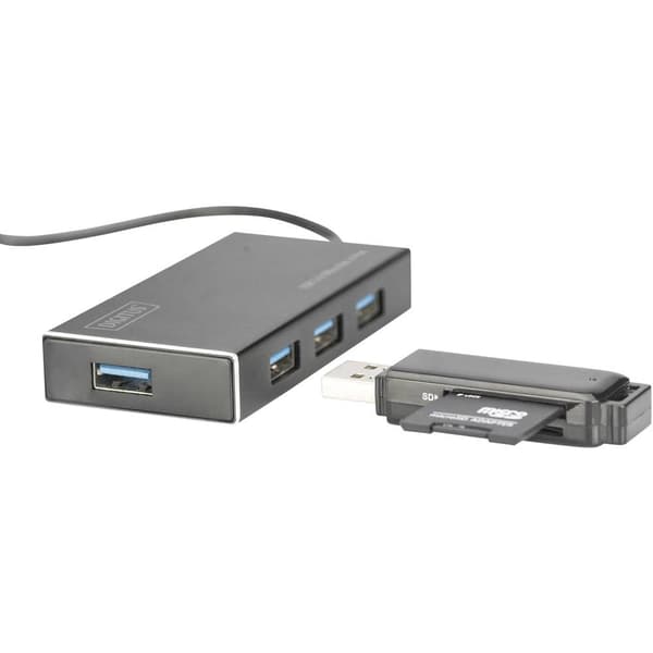 Digitus DA-70240-1 4 Port USB-Hub 3.0 Aluminiumhölje Svart