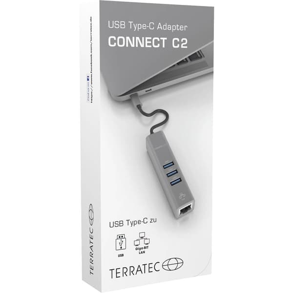 Terratec CONNECT C2 USB-C® (USB 3.1) Multiport Hubb Grå