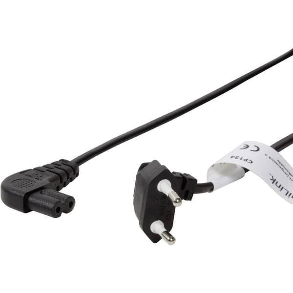 LogiLink Ström Anslutningskabel [1x Euro-kontakt - 1x Apparat hane C8] 0.75 m Svart