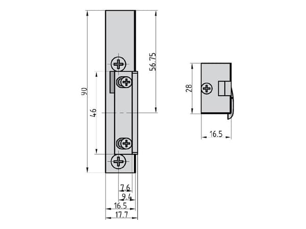 BASI ET 91, Grå, Asymmetrisk, ?DC, 6 V, 12 V, 28 mm