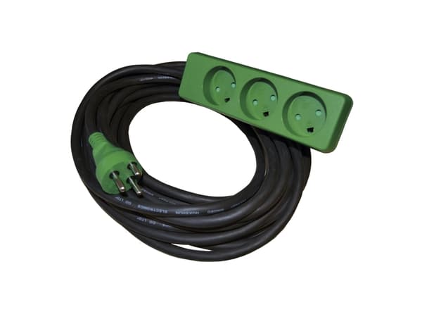 BLUE ELECTRIC Kabelsats - 10M - m/3 box - gjuten kontakt - Kabel: 3x1,5 mm2 Gummi-neopren