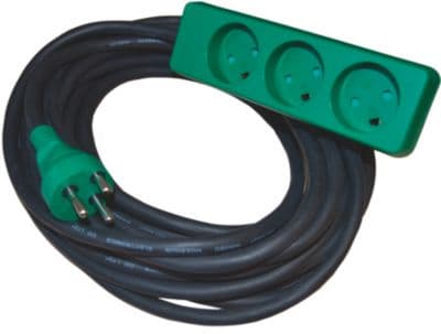BLUE ELECTRIC Kabelsats - 10M - m/3 box - gjuten kontakt - Kabel: 3x1,5 mm2 Gummi-neopren