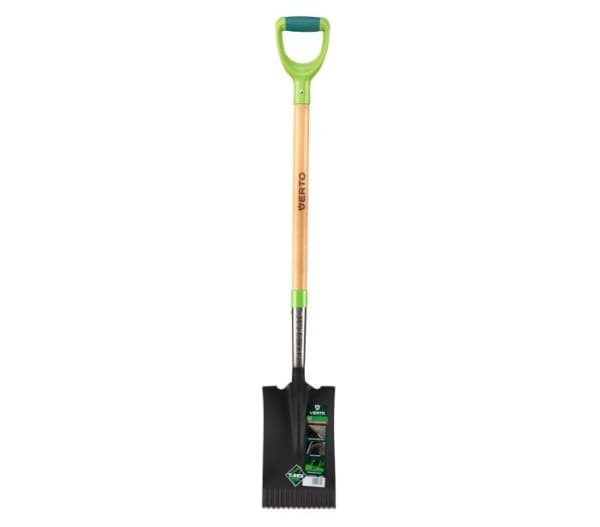 Verto 15G002, Spade, Stål, Trä, Svart, Grön, Trä, Ergonomisk, D-formad, 28 cm
