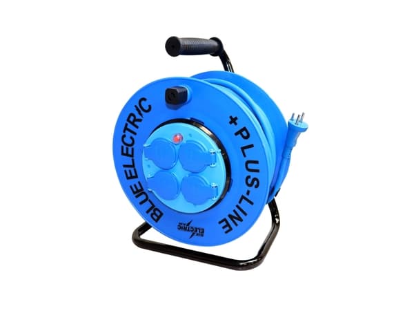 BLUE ELECTRIC Kabeltromle - 25M - PlusLine Fast kerne - u/pillesikring 3x1,5 mm2 Neopren