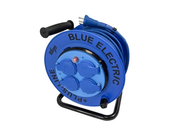 BLUE ELECTRIC Kabeltromle - 25M - PlusLine Fast kerne - u/pillesikring 3x1,5 mm2 Neopren