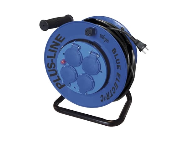 BLUE ELECTRIC Kabeltromle - 25M - PlusLine Fast kerne - u/pillesikring 3x1,5 mm2 Neopren