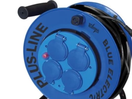 BLUE ELECTRIC Kabeltromle - 25M - PlusLine Fast kerne - u/pillesikring 3x1,5 mm2 Neopren