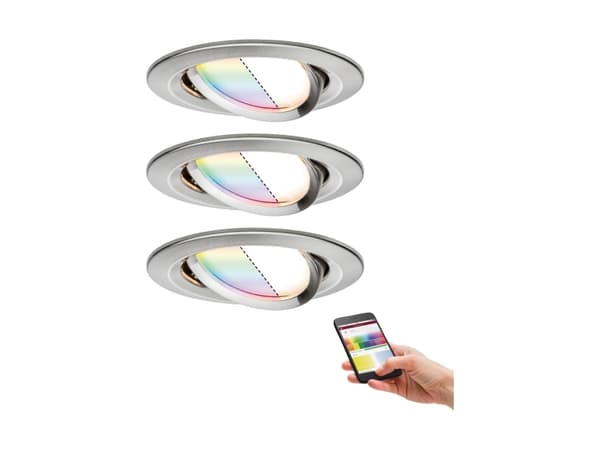 Paulmann Nova Plus, Smart spotlight, ZigBee, Rostfritt stål, Integrerad LED, Varmvitt, 2700 K