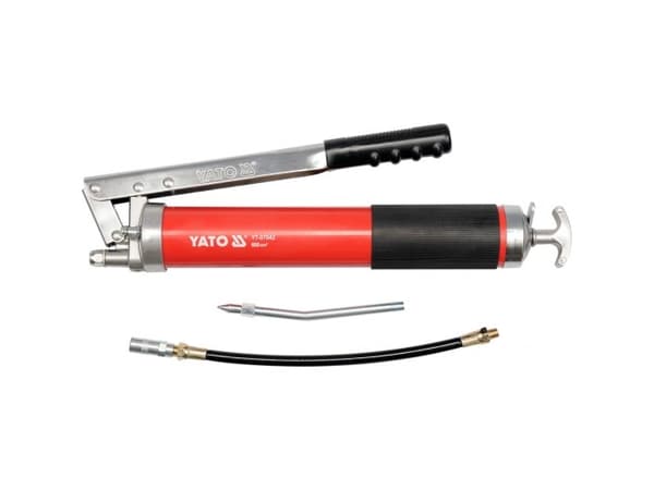 Yato YT-07042, Fettspruta, Röd, Svart, Silver, Gjuten aluminium, 600 ml, 27 Bar, 41 Bar