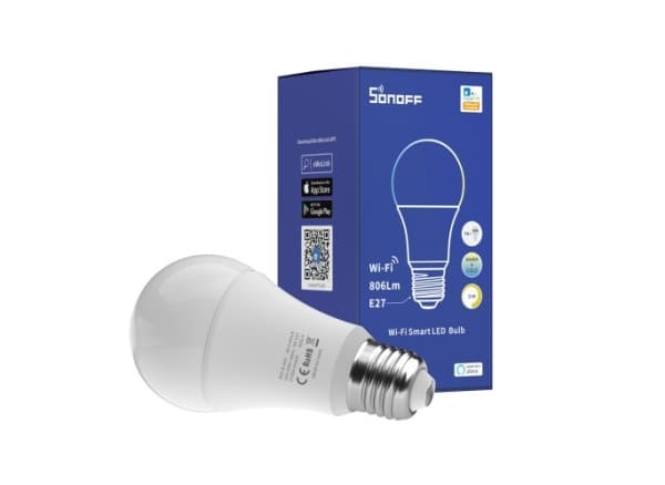 Sonoff B02-B-A60, Smart glödlampa, Wi-Fi, Vit, 802.11b, 802.11g, Wi-Fi 4 (802.11n), AES, TKIP, WEP, WPA, WPA2, LED