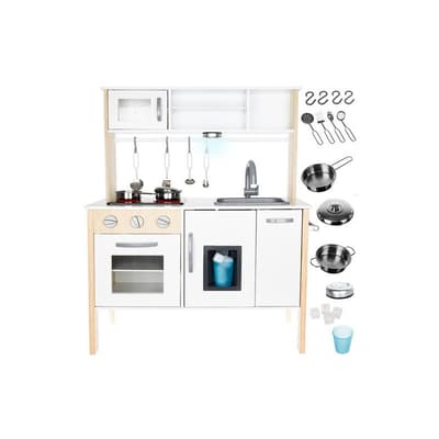 Stor Leksakskök i Trä med Accessoarer och Ljus
