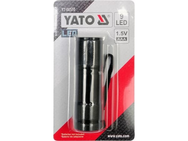 Yato flashlight 9 LED aluminum flashlight black - YT-08570