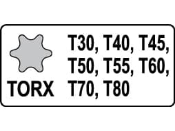 Yato YT-1065, 8 styck, Torx, T30, T40, 25,4 / 2 mm (1 / 2"), Låda