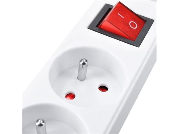 Solight extension lead, 5 sockets, white, switch, 2m