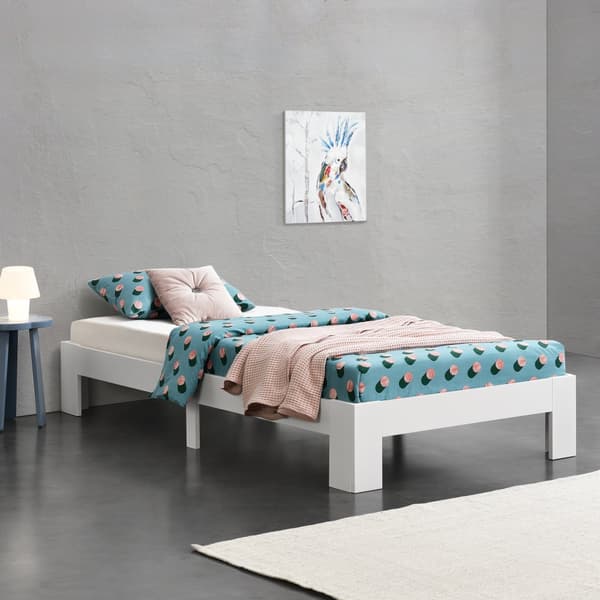 Sängstomme Raisio 200x100cm furu vit [en.casa]