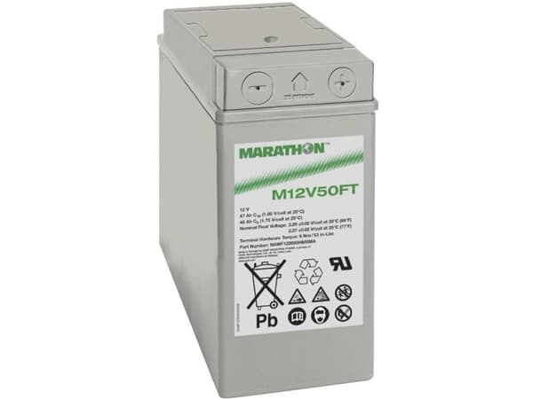 GNB Marathon EXIM12V50FT Blybatteri 12 V 47 Ah Blyfleece (B x H x T) 107 x 231 x 280 mm M6 skruetilslutning Vedligeholdelsesfri