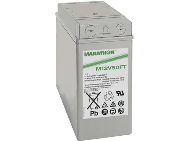 GNB Marathon EXIM12V50FT Blybatteri 12 V 47 Ah Blyfleece (B x H x T) 107 x 231 x 280 mm M6 skruetilslutning Vedligeholdelsesfri