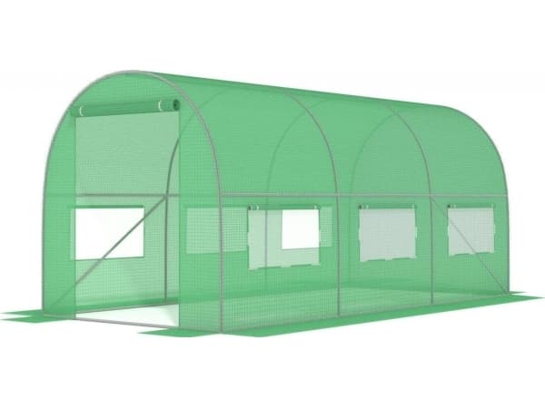 Zaria Vihreä foliotunneli, jossa on ikkunat - 9m2 = 450*200*200