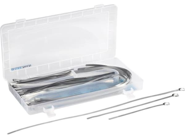 TRU COMPONENTS 1564900 Kaapelin sidontasortimentti 127 mm, 201 mm, 326 mm 4,6 mm Sølv 50 stk