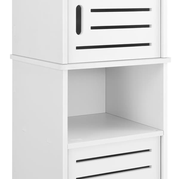 [en.casa] Badrumsskåp Mora-högskåp-135x32x32cm-WPC-vit