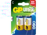GP Batteries Ultra Plus Alkaline C, Engangsbatteri, C, Alkalinsk, 1,5 V, 2 stykker, Flerfarget