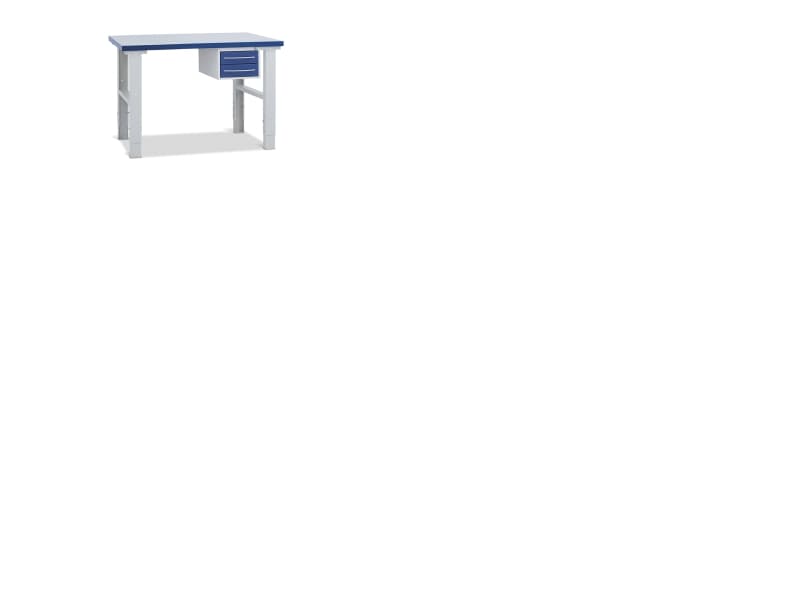Arkivbänk 2500x800 med lådsektion (2 lådor) Grå/Blå