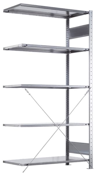 Følgesektion Boltless lagerreol, rygkryds 2000x1000x400 150 kg/hylde