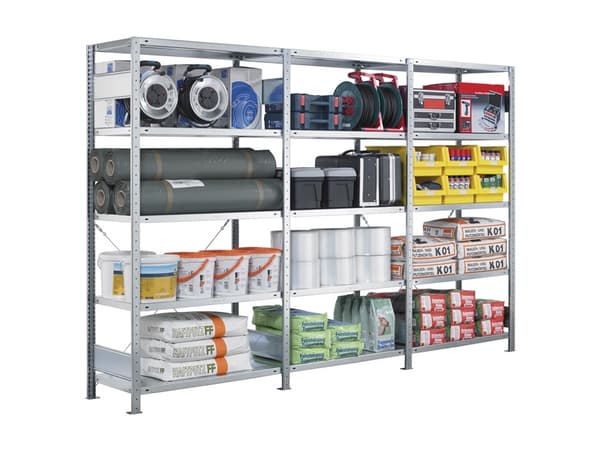 Startsektion Boltless lagerreol, rygkryds 3000x1300x500 250 kg/hylde
