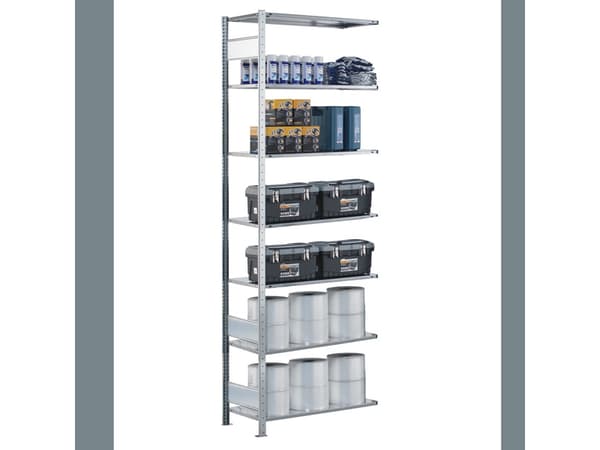 Følgesektion Boltless lagerreol, bjælker 3000x750x300 150 kg/hylde