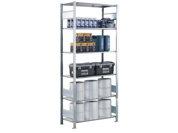 Startsektion Boltless lagerreol, bjælker 2500x750x300 150 kg/hylde