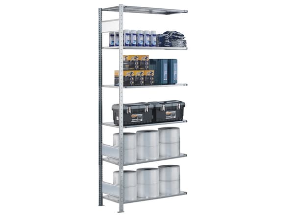 Følgesektion Boltless lagerreol, bjælker 2500x750x800 250 kg/hylde