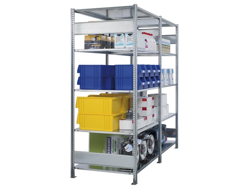 Wellpapphyllor Boltless, balkar 2500x1000x400 mm 250 kg/hylla