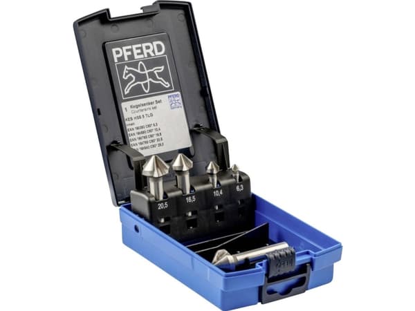 PFERD SET KES HSS DIN 335 C90° 5, Terästä, valurauta, Kirjometalli, Ruostumaton teräs, Alumiini, HSS-teräs