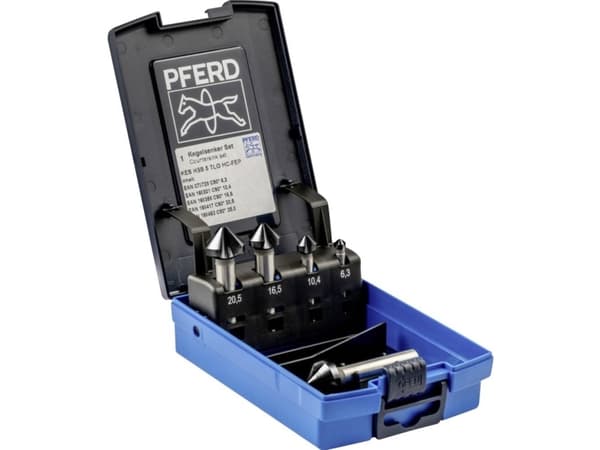 PFERD SET KES HSS DIN 335 C90° 5 HC-FEP, Terästä, valurauta, Kirjometalli, Ruostumaton teräs, Alumiini, HSS-teräs